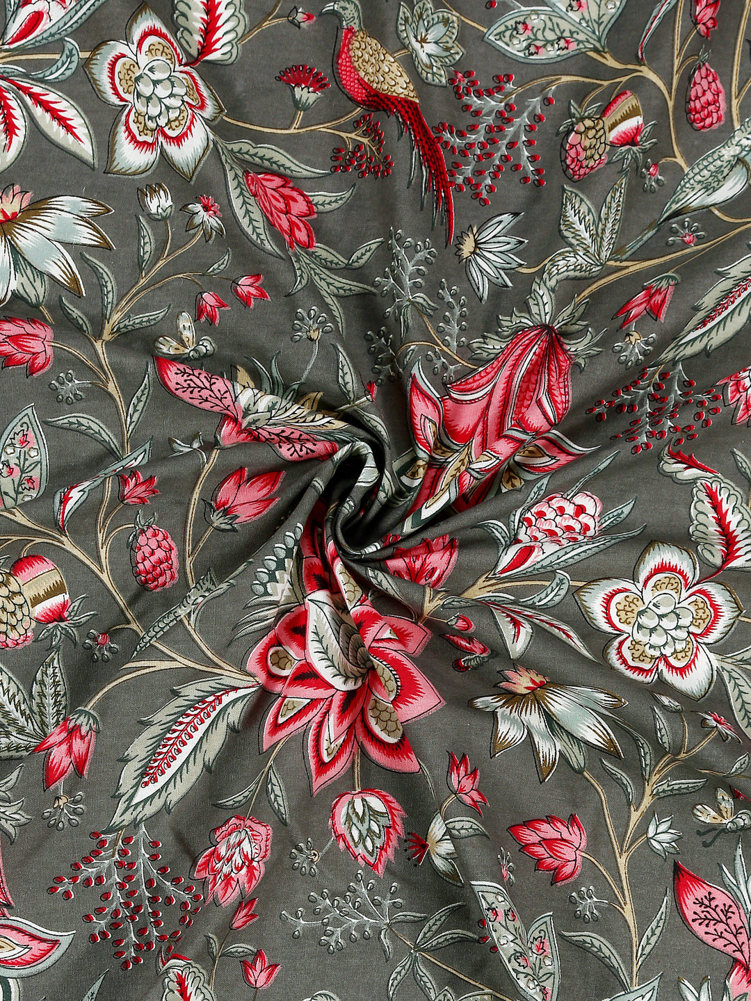 Bedsheets in Grey/Mehroon color made with Cotton Material , Bedding - 3 Pcs Set