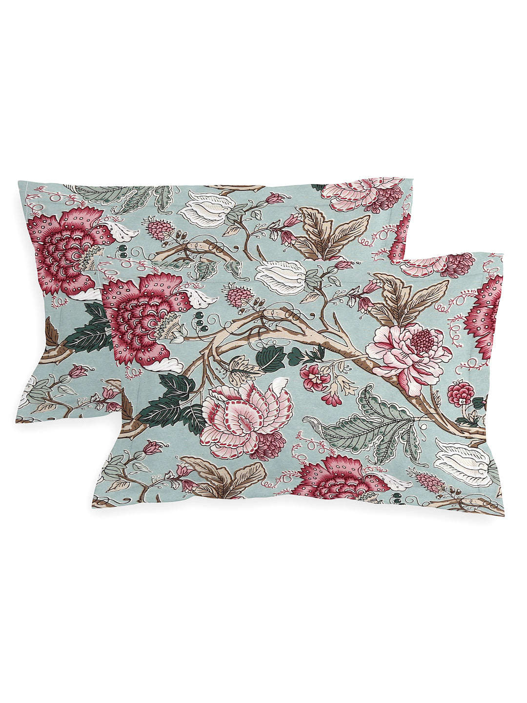 Bedsheets in Green/Red colour made with Cotton Material , Bedding - 3 Pcs Set