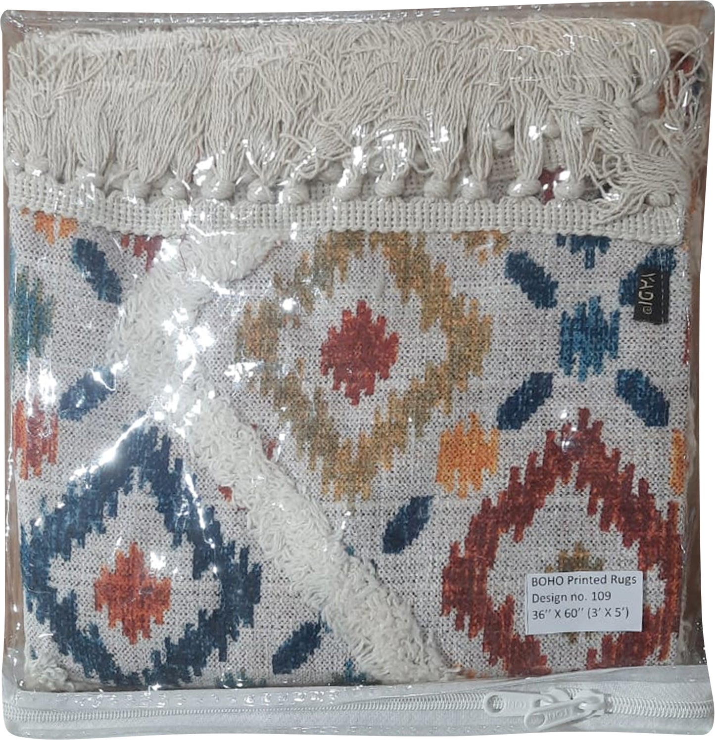 Kingfisher Tufted Rugs, Multi-Color Geometrical Poly-Cotton Blend