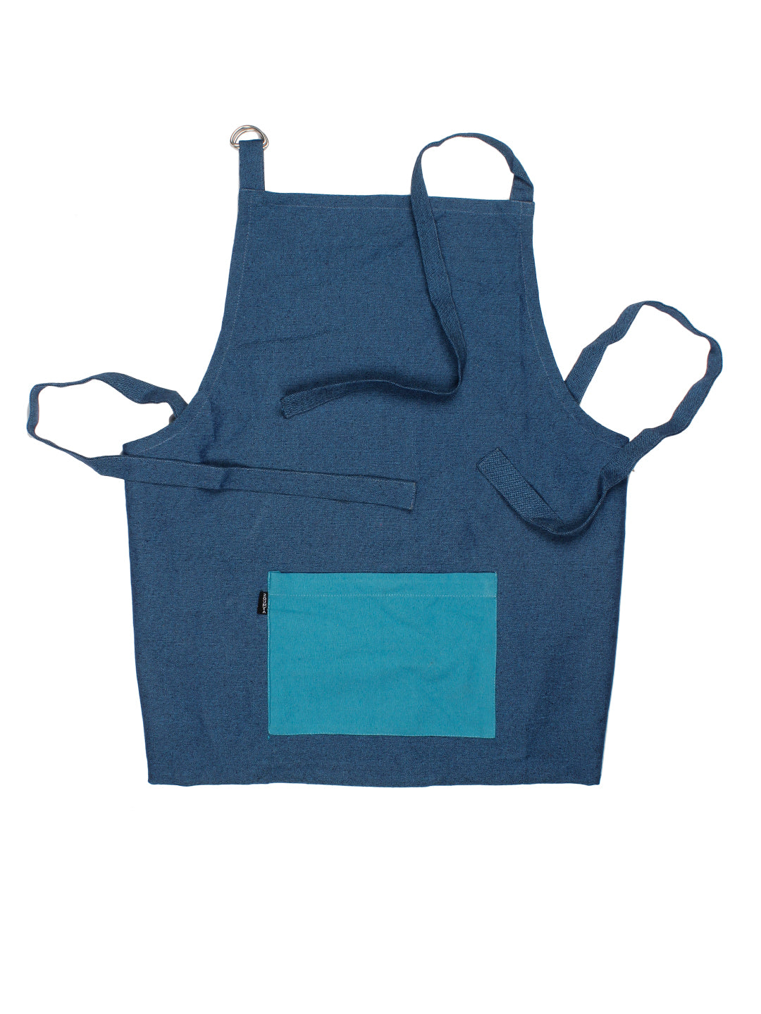 Premium Cotton Solid Kitchen Apron with Front Pocket Blue Color Apron, 1 pcs Apron