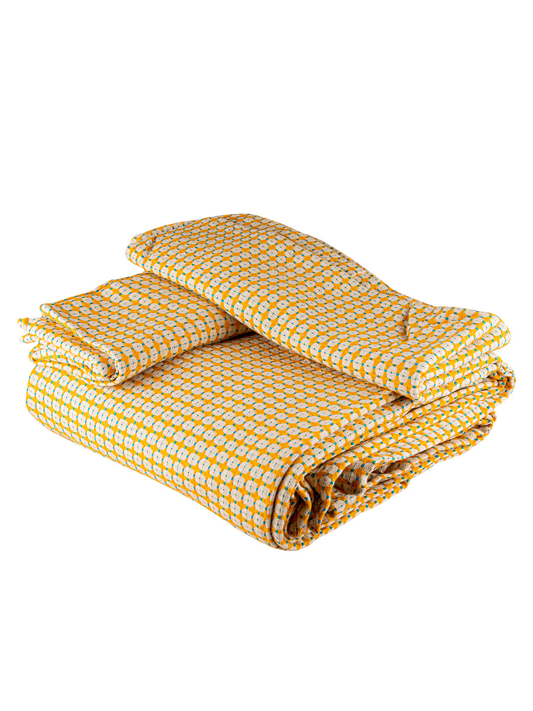 Set of 3 Premium Cotton Double Bedcover Set, 1 Double Bedcover, with 2 Pillow Cover