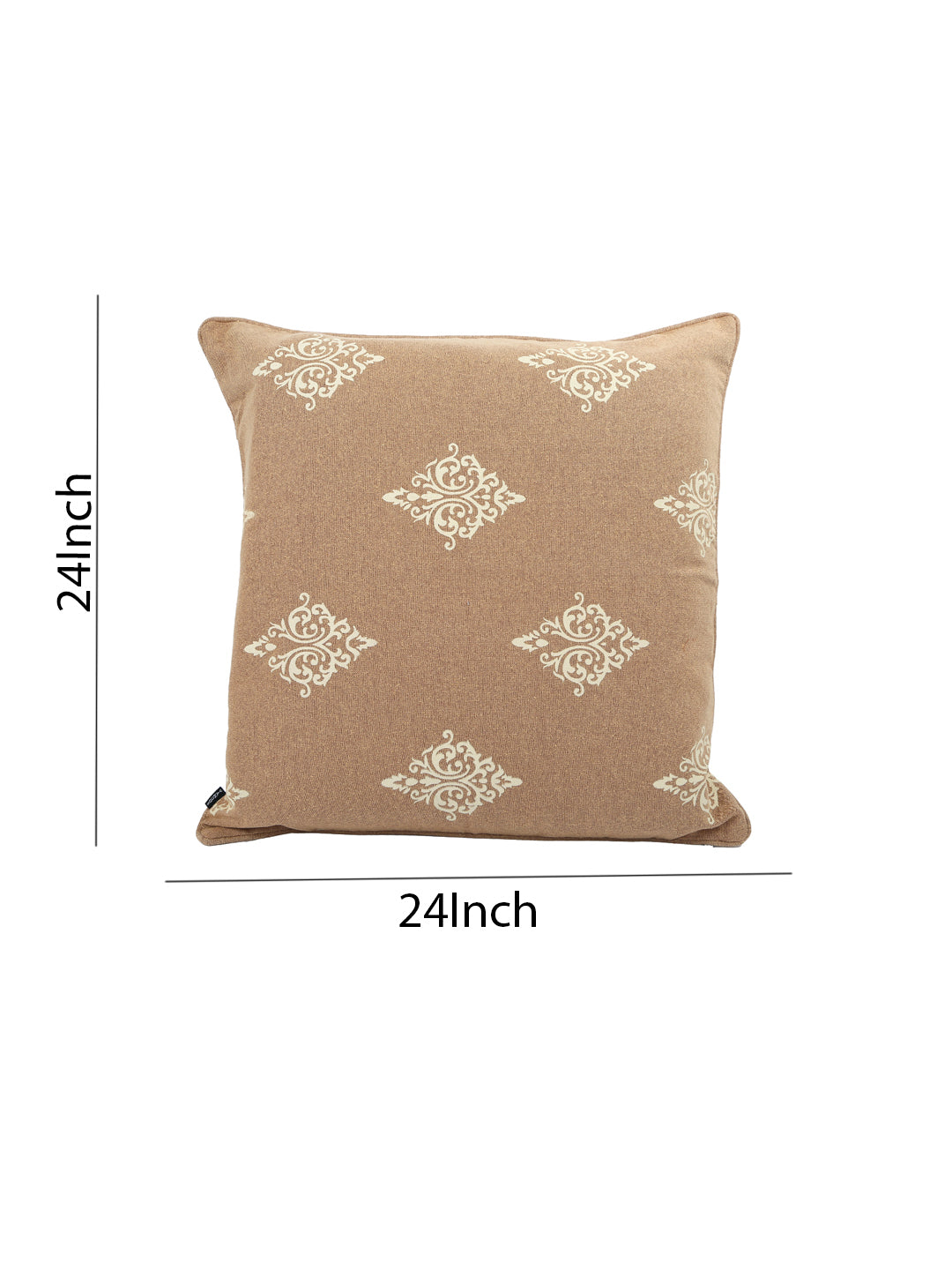 Set of 2 Premium Cotton Printed Beige Color Cushion Cover Set, 2 pc Cushion Cover