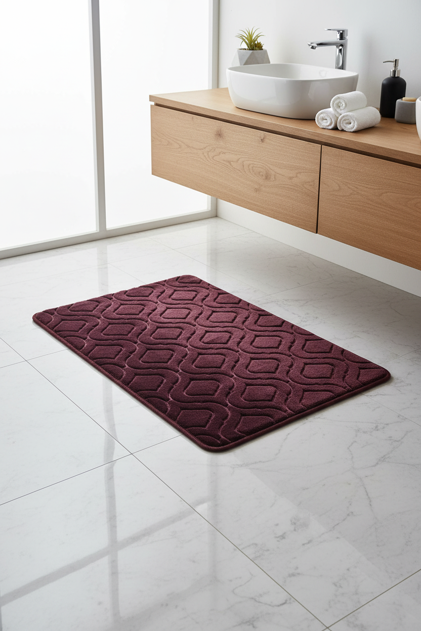 45° Lifestyle Burgundy Bath Mat