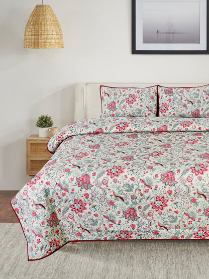 Red Cotton printed comforter reversible design