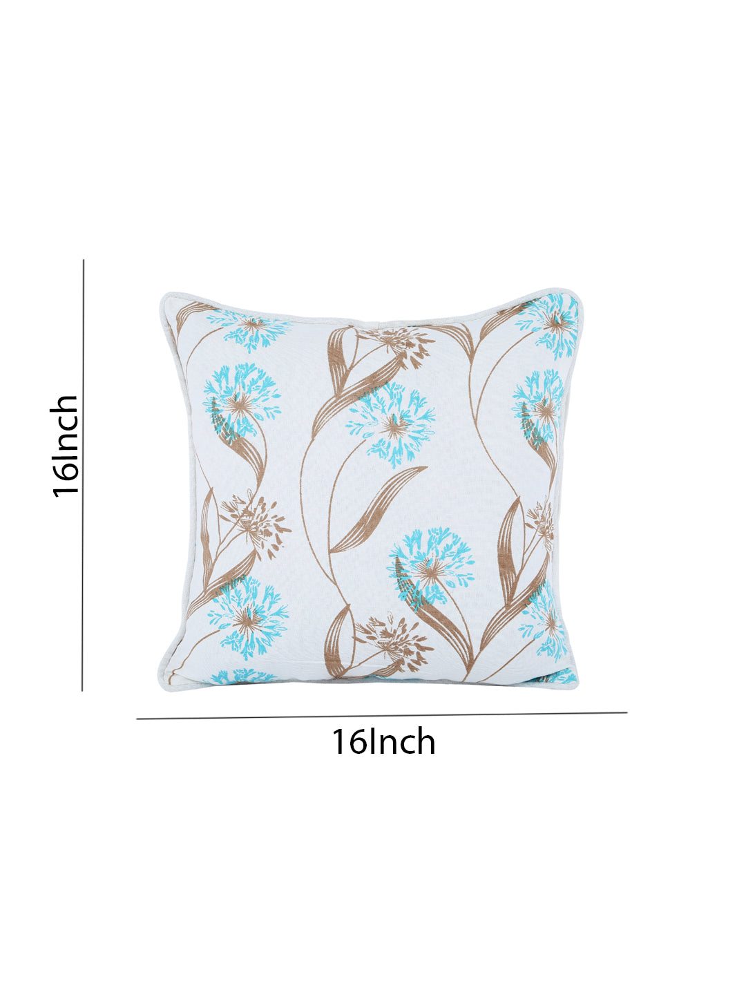 100% Cotton Floral Printed Cotton Firozi Cushion Cover, Pack of 5