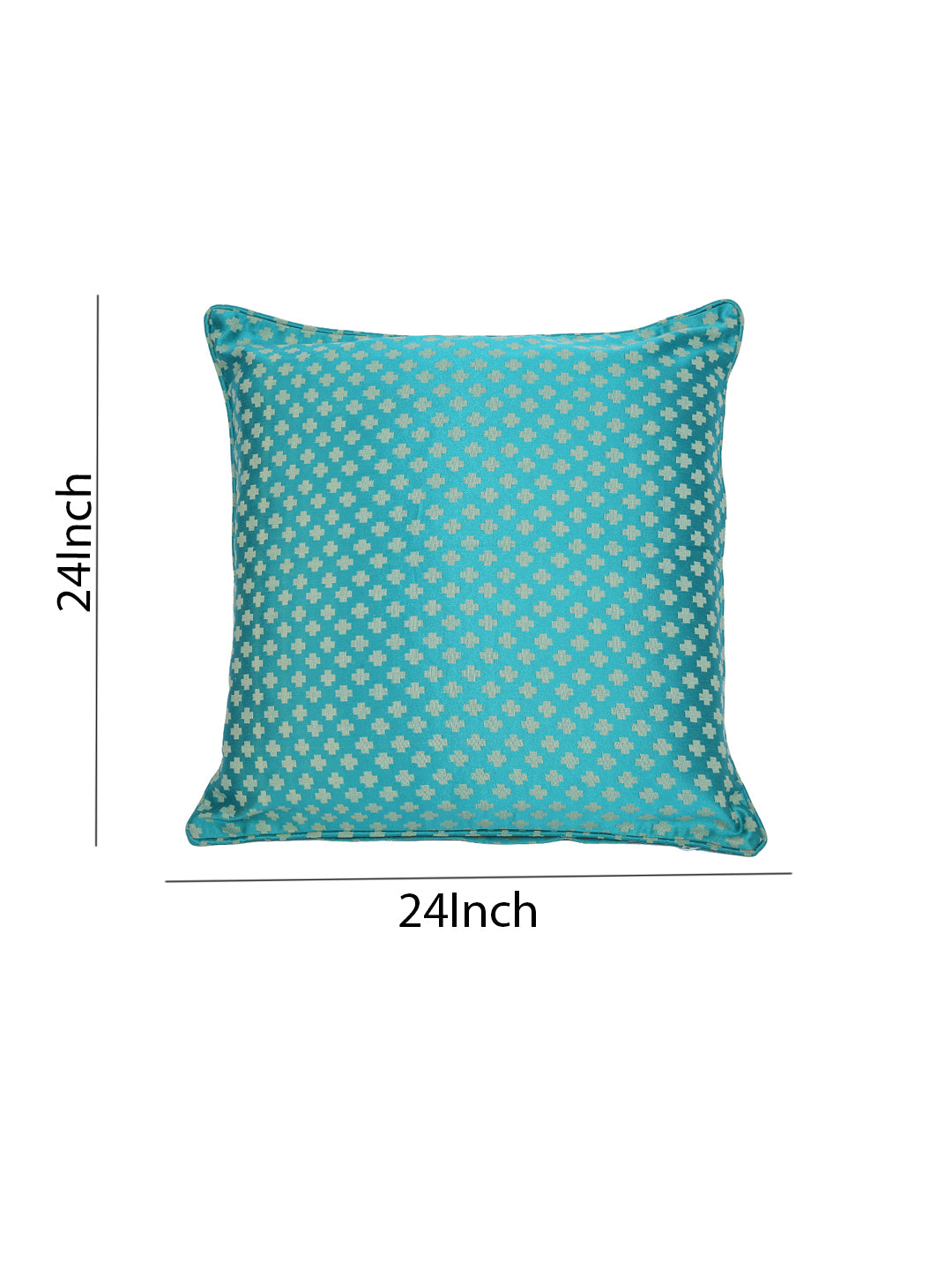 a Set of 2 Cotton Satin Self Design Turquoise Color Cushion Cover Set, 2 pc Cushion Cover