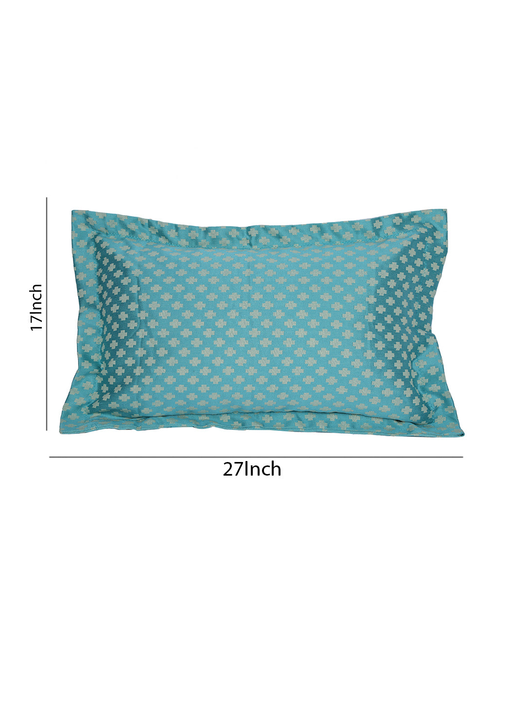 Set of 2 Premium Cotton Satin Geometric Design Blue Color Pillow Cover
