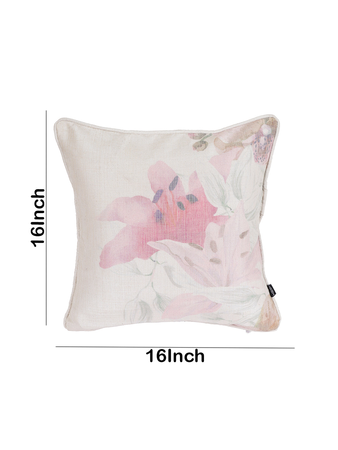 100% Polyester Jute Digital Lilly Pink Printed Cushion Cover, Pack of 2