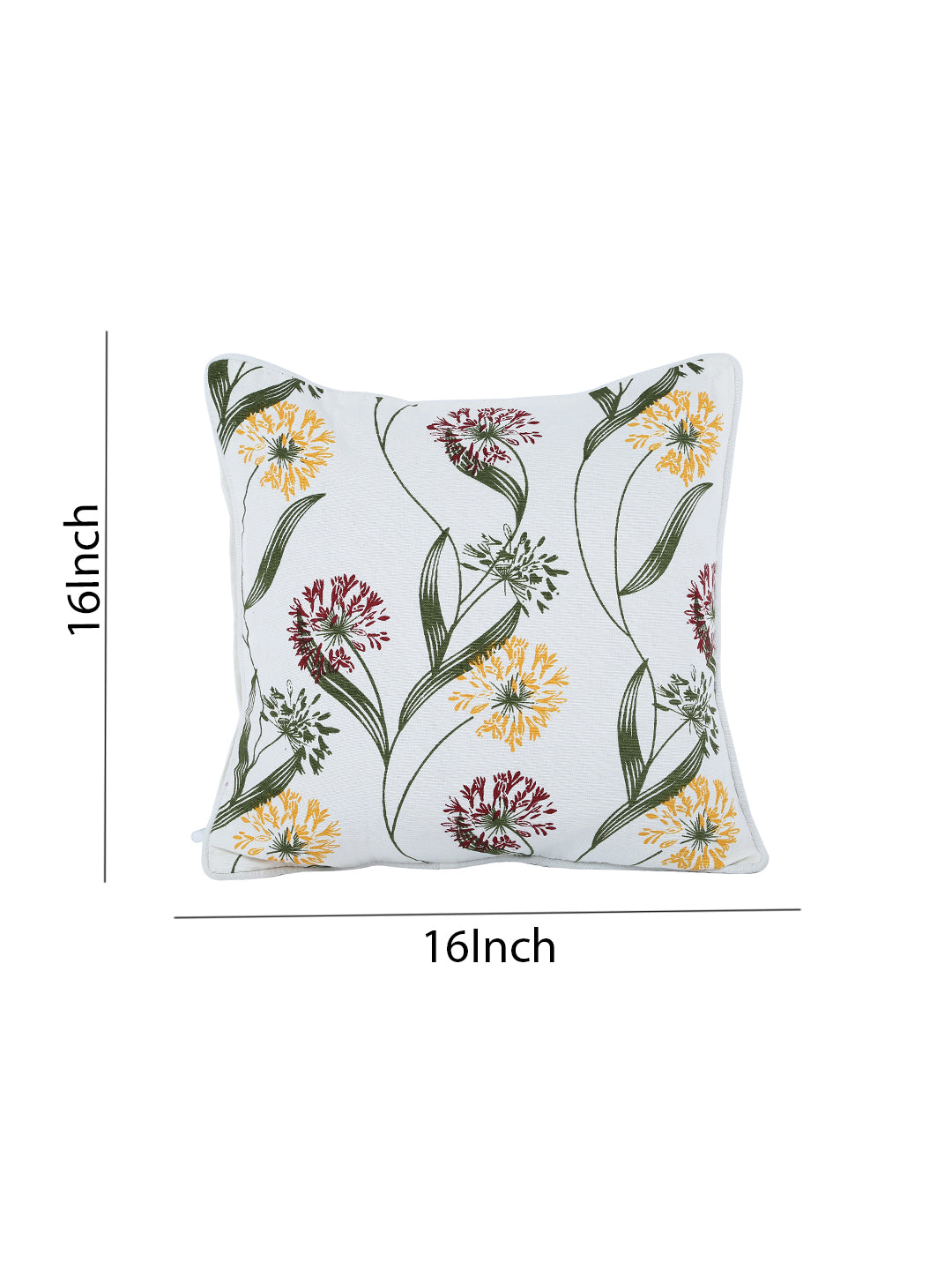 100% Cotton Floral Printed Cotton Green Cushion Cover, Pack of 5