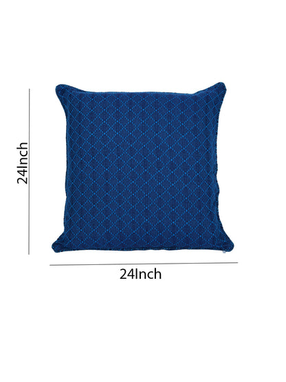 Set of 2 Premium Cotton Self Design Blue Color Cushion Cover Set, 2 pc Cushion Cover