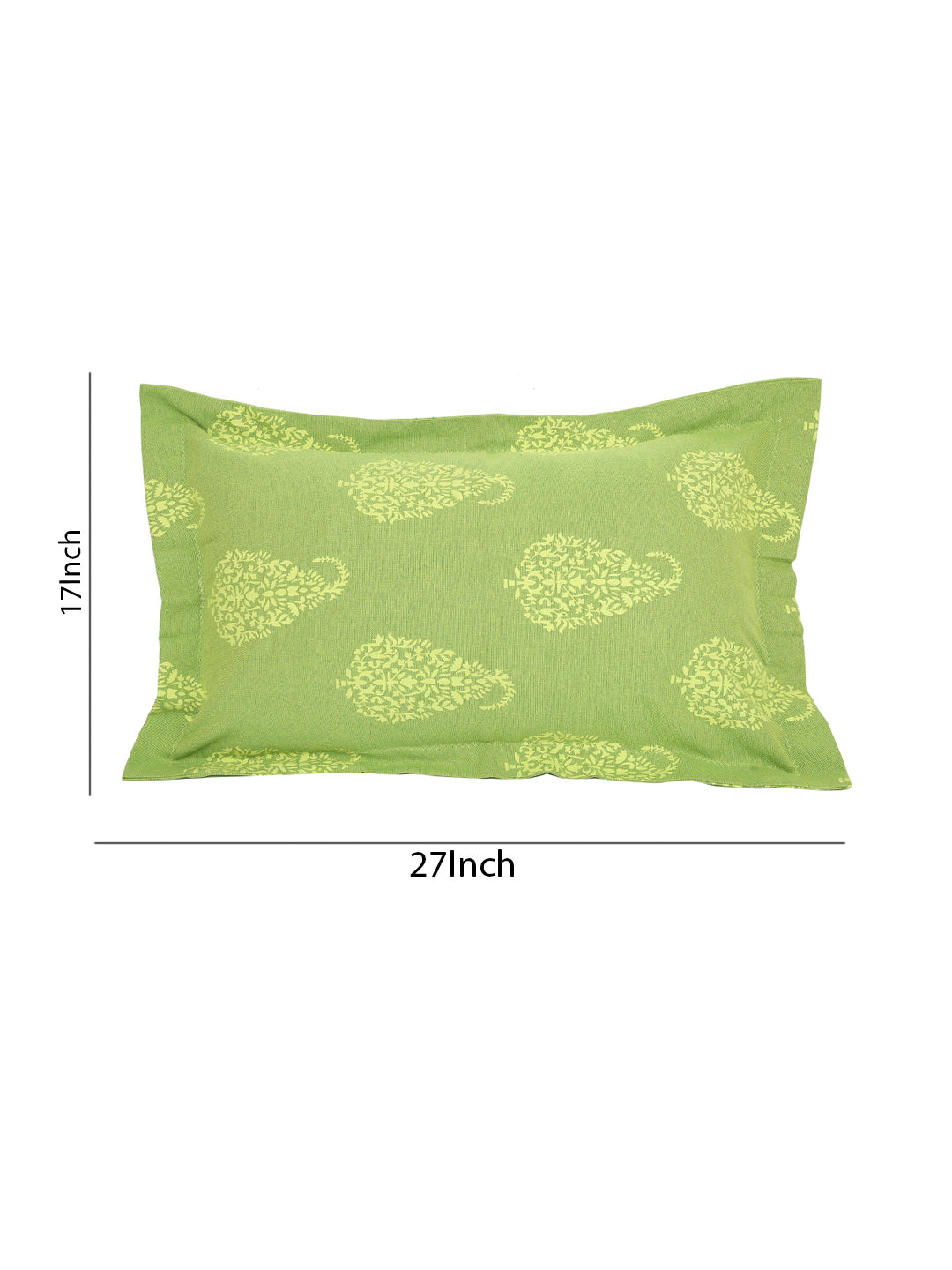 Set of 2 Premium Cotton Printed Green Color Cotton Pillow Cover