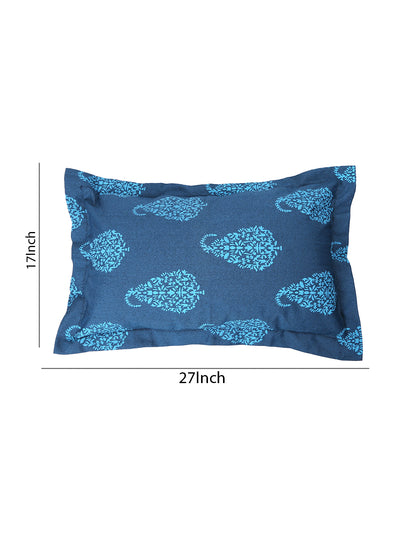 Set of 2 Premium Cotton Printed Blue Color Cotton Pillow Cover