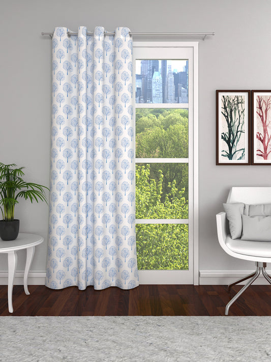 Soumya Premium Lightweight Voile Semi Sheer Blue Eyelet Curtain, Pack of 1