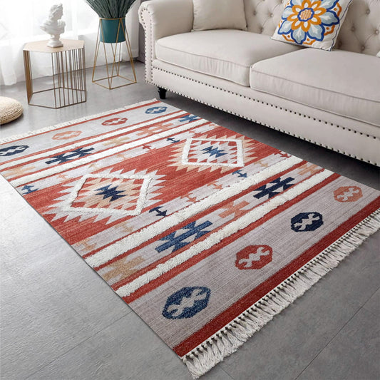 Kingfisher Tufted Rugs , Multi-Color Geometrical Poly-Cotton Blend