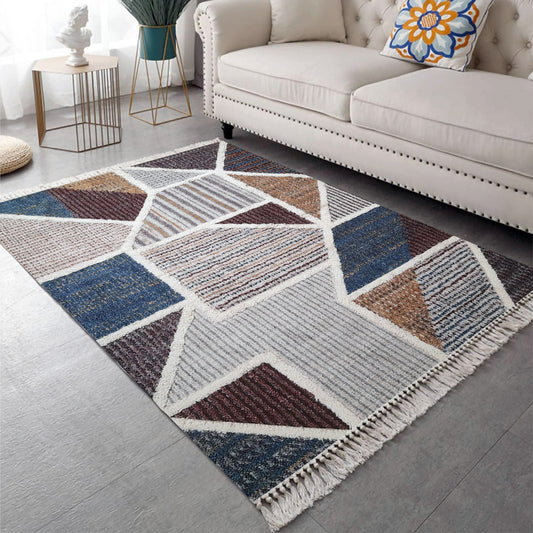 Kingfisher Tufted Rugs Multi-Color Geometrical Poly-Cotton Blend