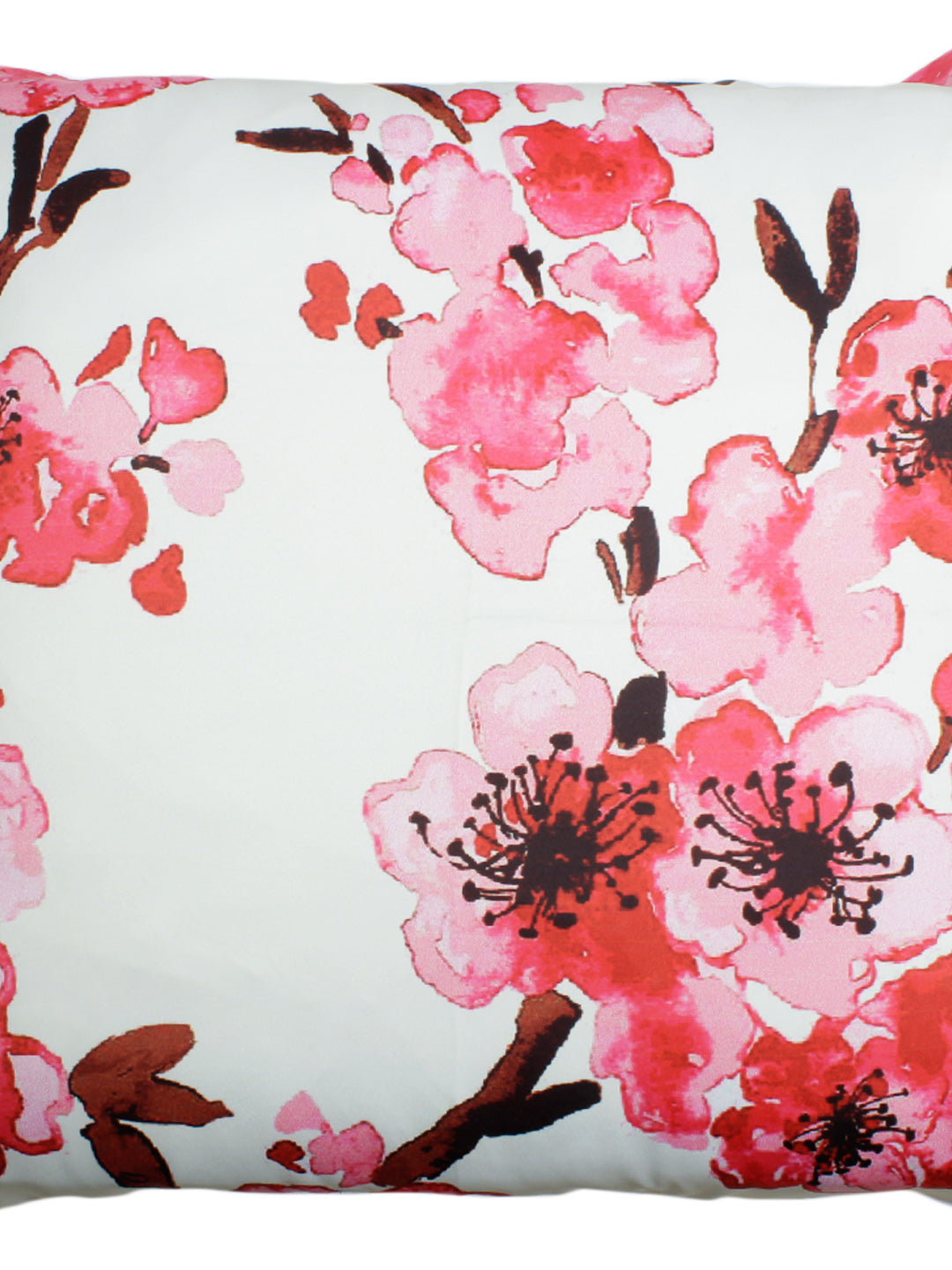 Set of 2 Digital Print Satin Finish Fabric Floral Pink Color Cushion Cover Set, 2 pc Cushion Cover