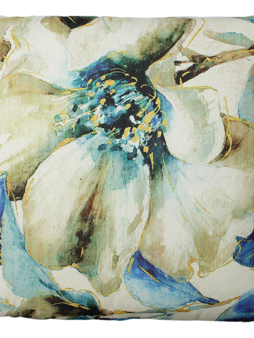 a Set of 2 Digital Print Premium Polylinen Fabric Floral Blue Color Cushion Cover Set, 2 pc Cushion Cover