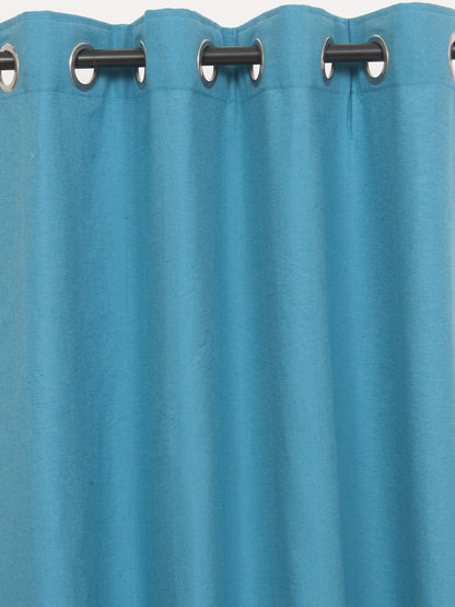 Soumya 100% Cotton Solid Firozi/Aqua Eyelet Curtain, Pack of 1