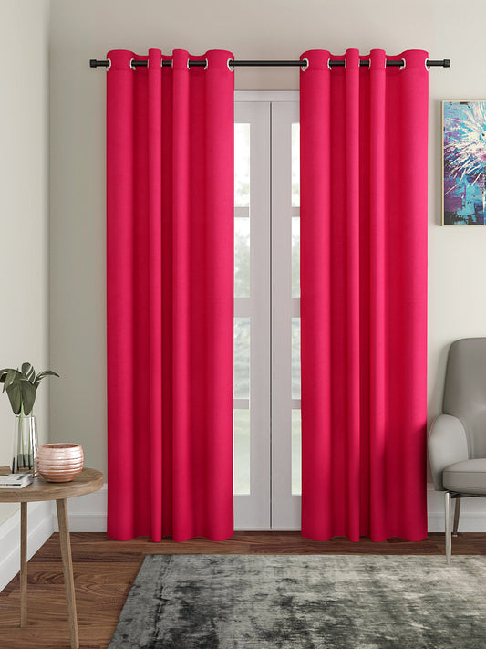 Soumya 100% Cotton Solid Fuschia/Pink Eyelet Curtain, Pack of 1