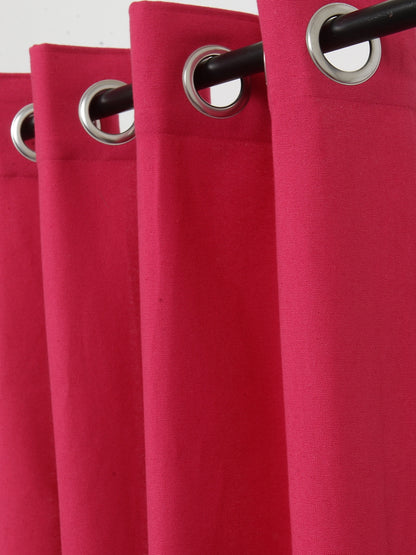 Soumya 100% Cotton Solid Fuschia/Pink Eyelet Curtain, Pack of 1