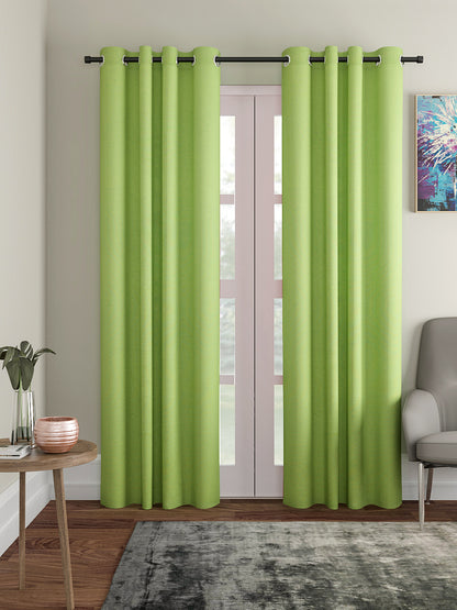 Soumya 100% Cotton Solid Green Eyelet Curtain, Pack of 1