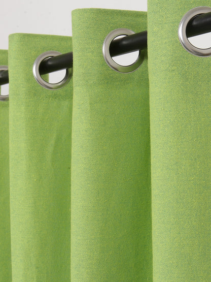 Soumya 100% Cotton Solid Green Eyelet Curtain, Pack of 1