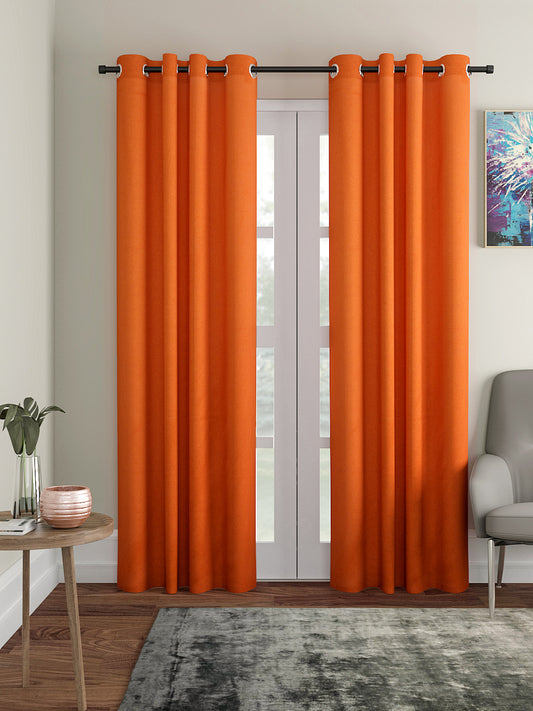 Soumya 100% Cotton Solid Rust Eyelet Curtain, Pack of 1