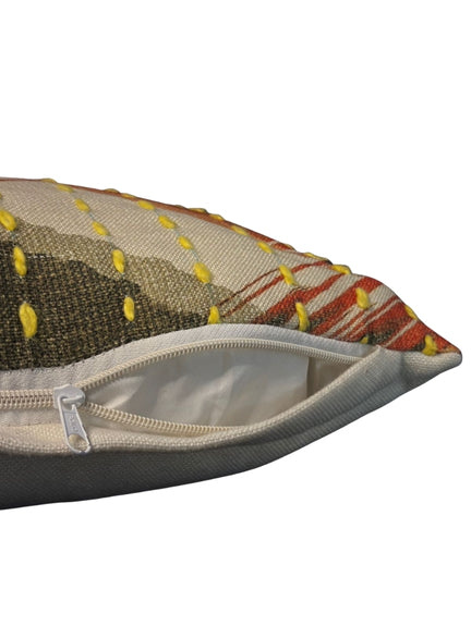 Set Of 2 Sunburst Zigzag Hand-Stitched Cushion Covers