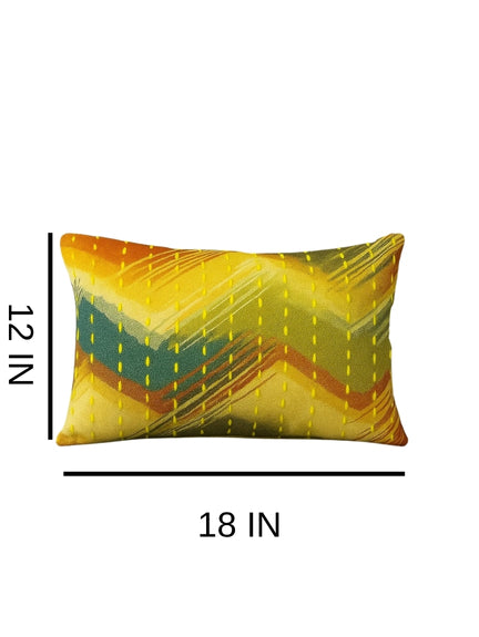Set Of 2 Sunburst Zigzag Hand-Stitched Cushion Covers