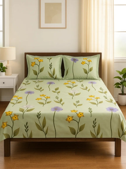 Floral Bliss – Premium Gift-Wrapped Bedsheet Set (3 Pc)