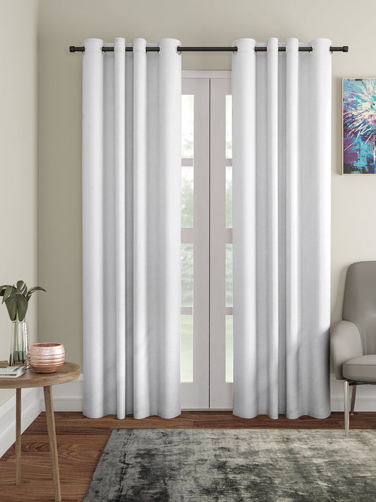 Soumya Premium Lightweight Solid Sheer Off White Color Linen Curtain, Pack of 1