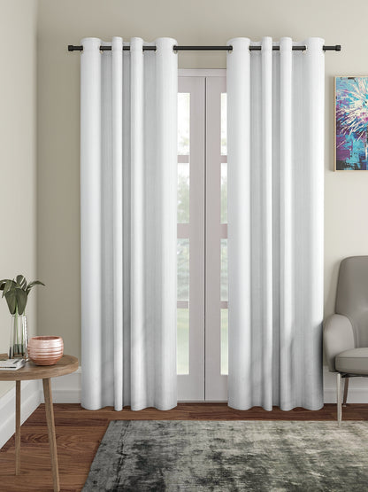 Soumya Premium Lightweight Solid Stripes Sheer Off White Color Linen Curtain, Pack of 1