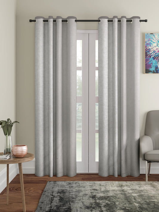 Soumya Premium Lightweight Solid Sheer Grey/Silver Color Linen Curtain, Pack of 1