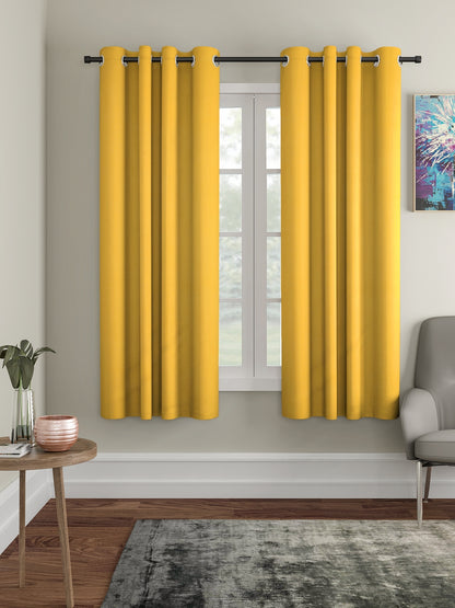 Soumya 100% Cotton Solid Yellow Eyelet Curtain, Pack of 1