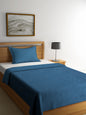 Set of 2 Solid Pattern Blue Color Cotton Single Bedcover Set, 1 Single Bedcover, with 1 Pillow Cover