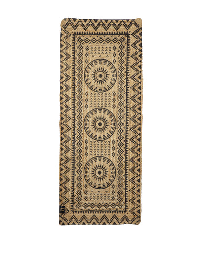 Natural Jute Braided Washable Printed Mat Black Color for Door and Bed Side, 1 Pc. Mat