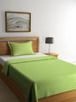 Set of 2 Solid Pattern Green Color Cotton Single Bedcover Set, 1 Single Bedcover, with 1 Pillow Cover