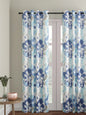 Soumya Cotton Abstract Design Blue Color Eyelet Curtain, Pack of 1