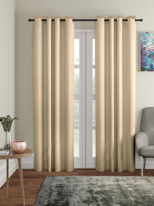 Soumya Premium Lightweight Solid Sheer Khakhi/Beige Color Linen Curtain, Pack of 1