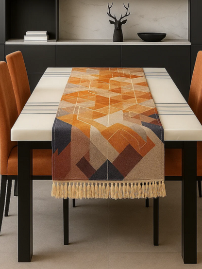 Autumn Geometry Table Runner- Chaneel Digital Printed