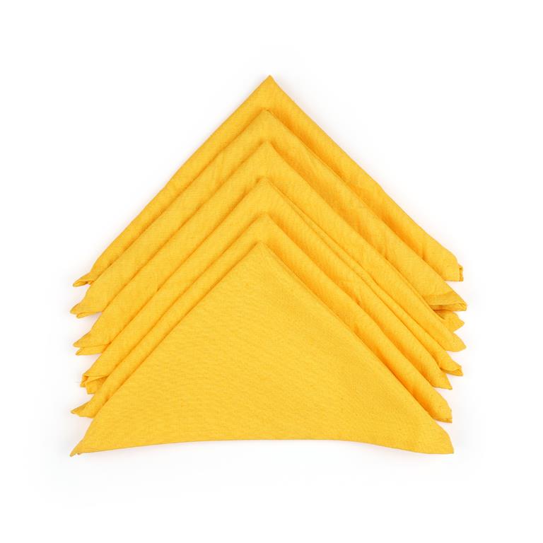 Solid Cotton Yellow Color Table Napkin, 6pc Napkin Set