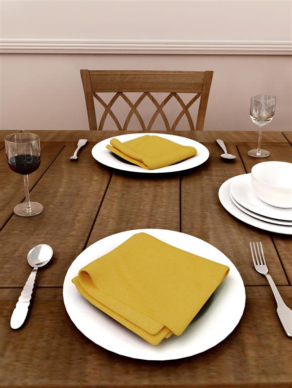 Solid Cotton Yellow Color Table Napkin, 6pc Napkin Set