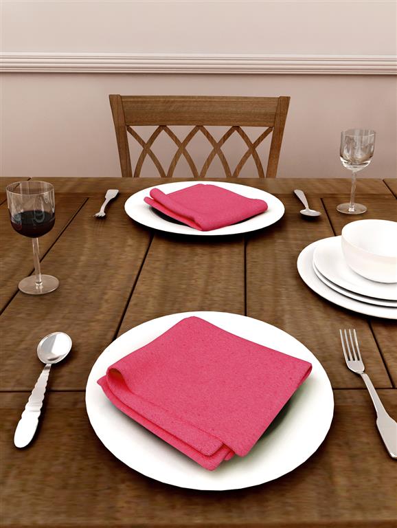 Solid Cotton Pink Color Table Napkin, 6pc Napkin Set