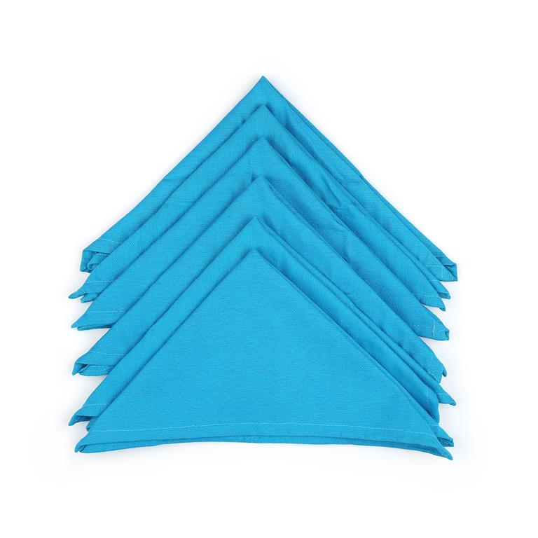 Solid Cotton Aqua Color Table Napkin, 6pc Napkin Set