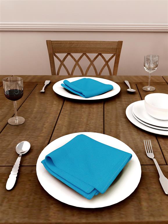 Solid Cotton Aqua Color Table Napkin, 6pc Napkin Set