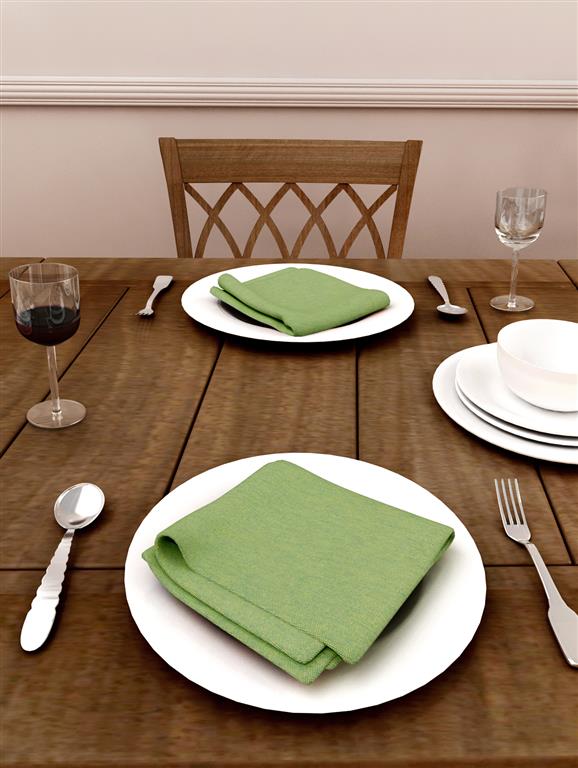 Solid Cotton Dark Green Color Table Napkin, 6pc Napkin Set
