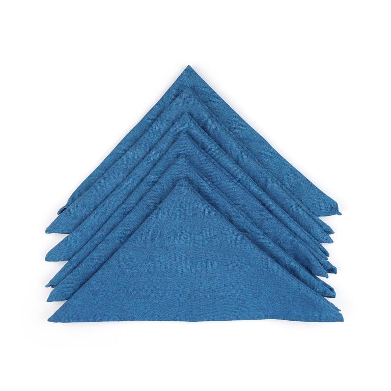 Solid Cotton Blue Color Table Napkin, 6pc Napkin Set