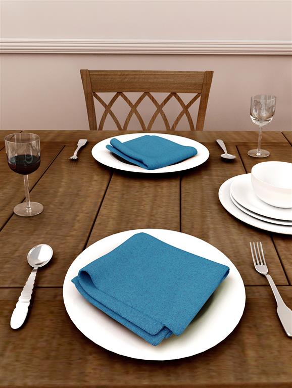 Solid Cotton Blue Color Table Napkin, 6pc Napkin Set