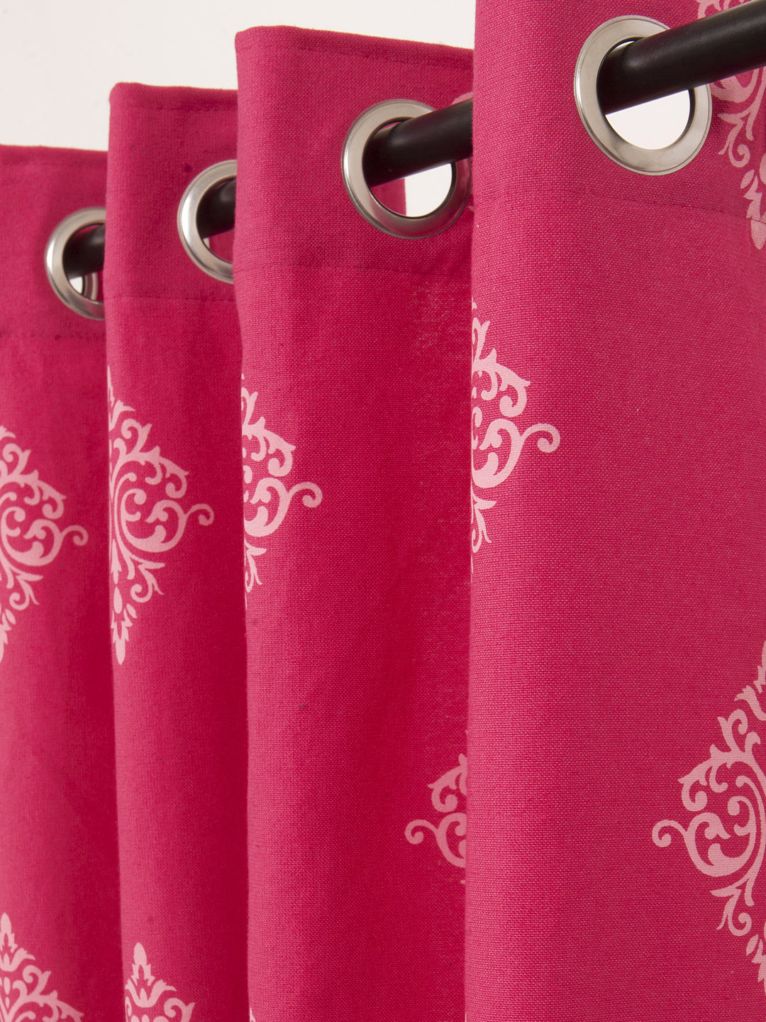 Soumya Floral Printed Solid Premium Pink Cotton Curtain,  Pack of 1