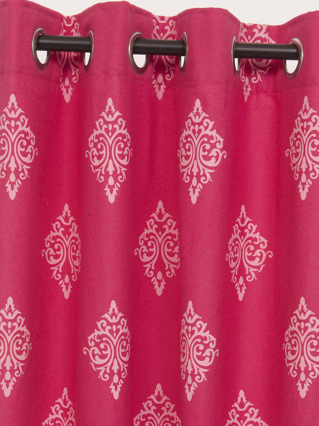 Soumya Floral Printed Solid Premium Pink Cotton Curtain,  Pack of 1